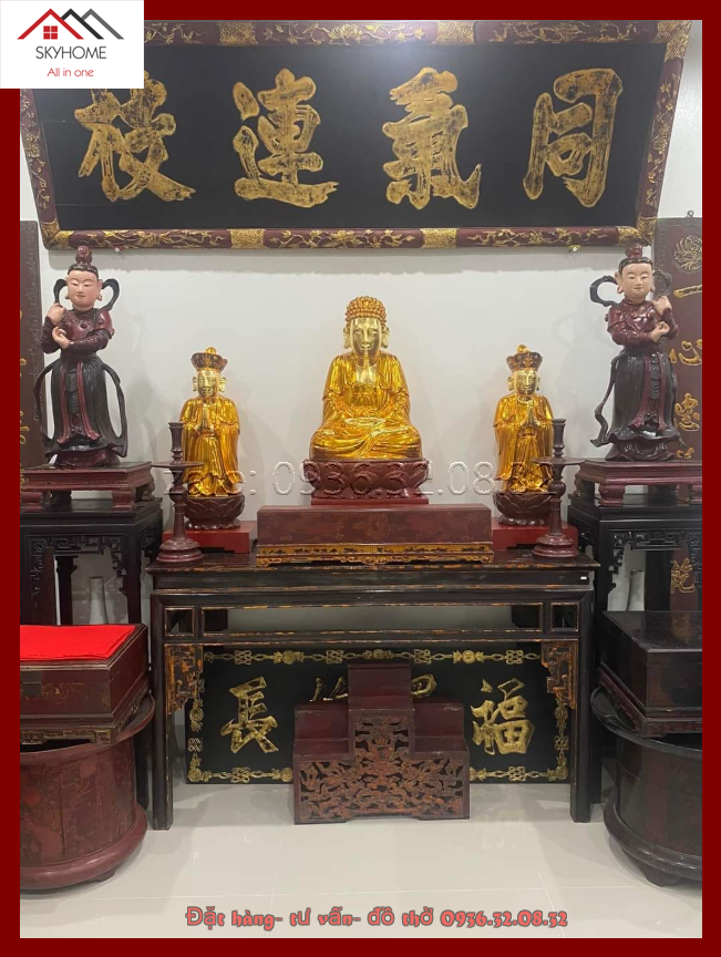 Hoành phi gỗ phòng thờ chữ Đồng khí liên chi